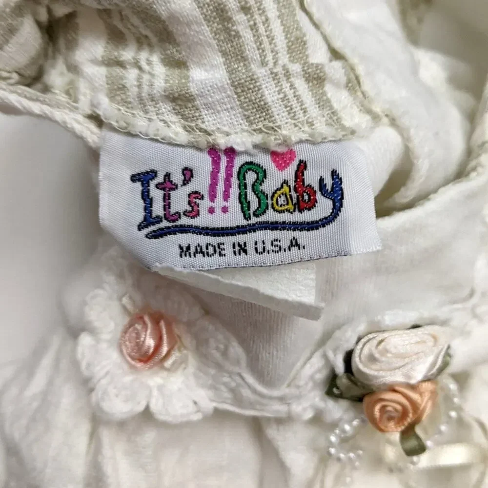 Vintage It's Baby Outfit Girls Size 18m Cream Lace Set